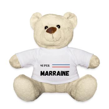 super marraine - t-shirt assorti - Nounours - blanc - Devant