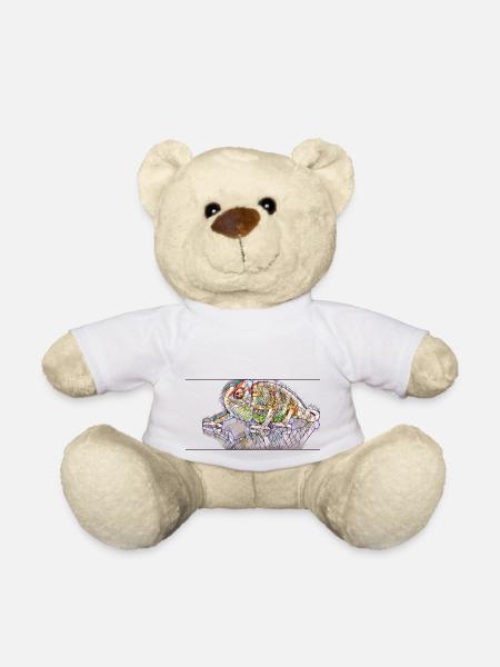 Chameleon - Art print colorful and stylish - Teddy Bear - white