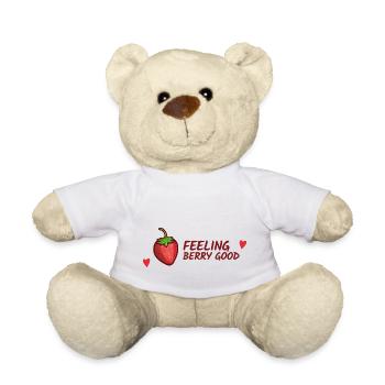 Erdbeeren, sich gut fühlen, lustiger Satz - Teddy - Weiß - Vorne