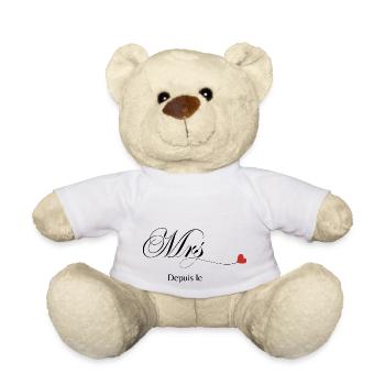 Personalised T-shirt with matching couple Mr and Mrs - Teddy Bear - white - Front