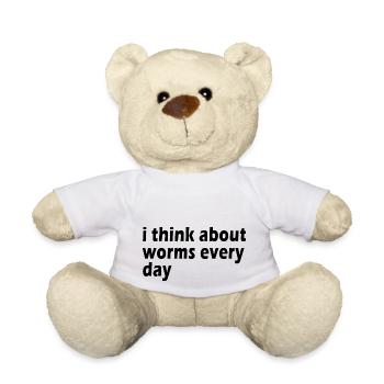 Je pense aux vers tous les jours Citation drôle - Nounours - blanc - Devant