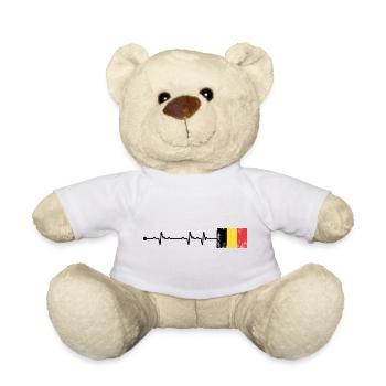 Belgien Flagge Herzschlag - Teddy - Weiß - Vorne