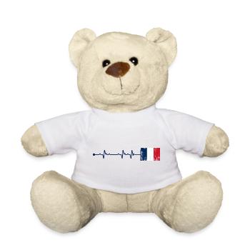 Battement de cœur du drapeau de la France - Nounours - blanc - Devant