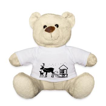 Papa renne de Noël avec son bébé - Nounours - blanc - Devant