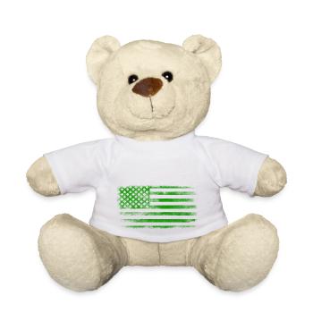 Drapeau de la Saint-Patrick irlandais américain lavé - Nounours - blanc - Devant