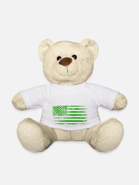 Irish American Saint Patrick's Day Flag Washed - Teddy Bear - white