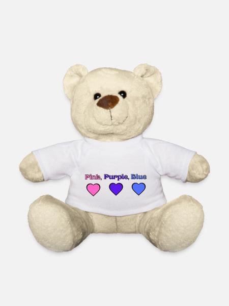Rosa, Lila, Blau - Teddy - Weiß