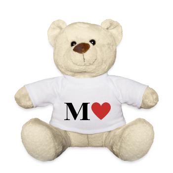 Lettre m cœur rouge - Nounours - blanc - Devant