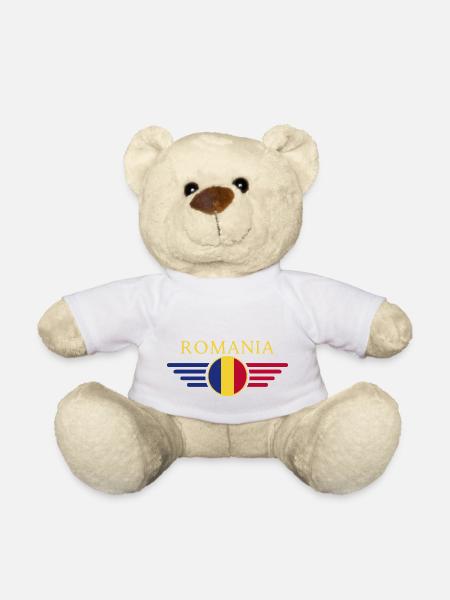 J’aime la Roumanie, T-Shirt Design Style Élégance - Nounours - blanc