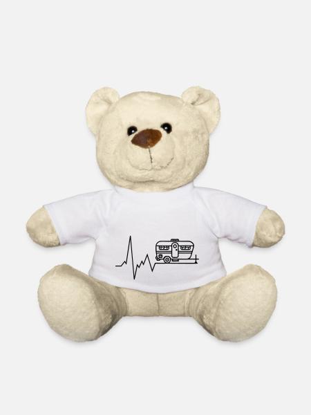 herzschlag wohnwagen camping urlaub - Teddy - Weiß
