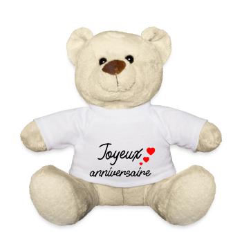joyeux anniversaire,cadeau d'Anniversaire - Nounours - blanc - Devant