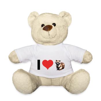J’aime les ratons laveurs - Autocollant pour animal mignon - Nounours - blanc - Devant