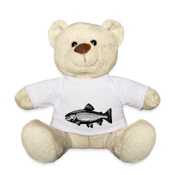 Truite arc-en-ciel vintage - Dessin de poisson de pêcheur - Nounours - blanc - Devant
