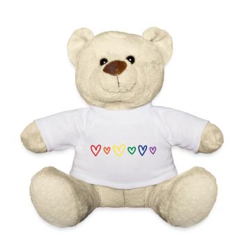 Hearts rainbow - Teddy Bear - white - Front