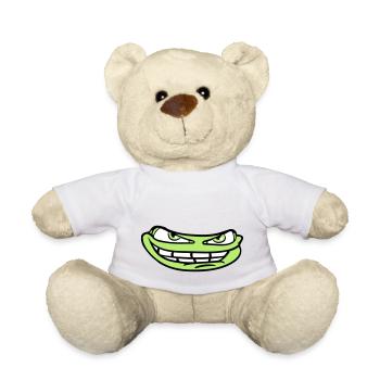 face head evil meme grin funny comic carto - Teddy Bear - white - Front