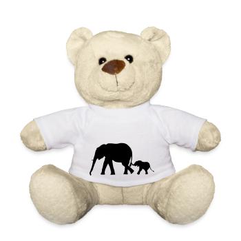 Elephants - elephant mother and child - Teddy Bear - white - Front