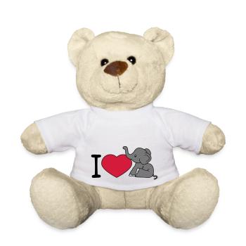 éléphant j'aime l'amour coeur assis doux veau petit - Nounours - blanc - Devant