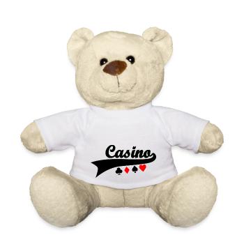 Casino - Poker Blackjack Roulette - Glücksspiel - Teddy - Weiß - Vorne