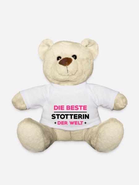 Stotterer Stotterin Stottern Stammeln Schwätzer - Teddy - Weiß
