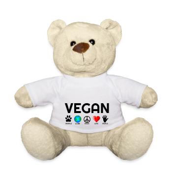végétalien, j’aime être végétalien, végétalien, t-shirts végétaliens - Nounours - blanc - Devant