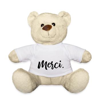 Merci - Danke Französisch Geschenk - Teddy - Weiß - Vorne
