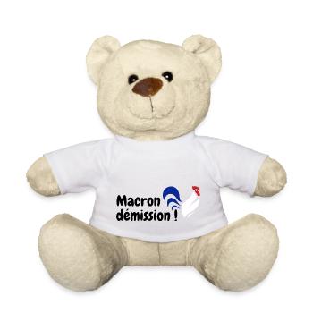 Macron démission gilet jaune - Nounours - blanc - Devant