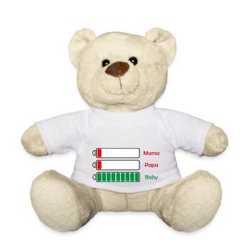 Motif de la batterie - bébé épuisé maman et papa - Nounours - blanc - Devant