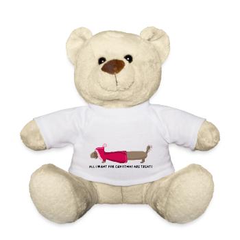Weihnachtshund Dackel lustiger Spruch - Teddy - Weiß - Vorne