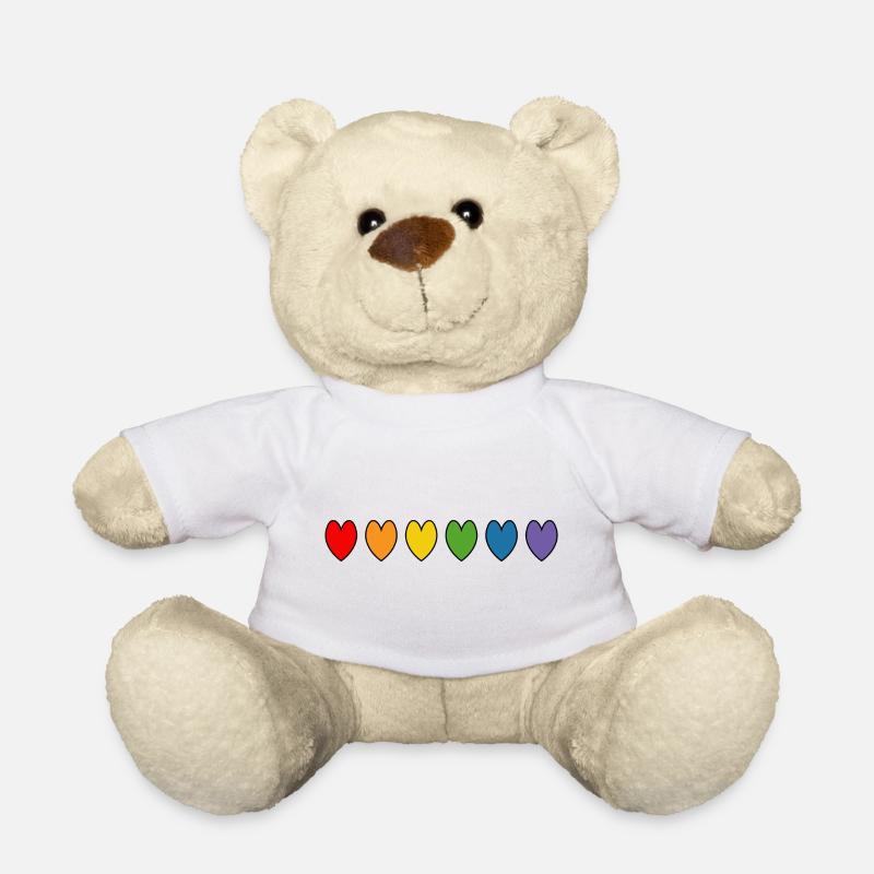rainbow hearts - Teddy - Weiß
