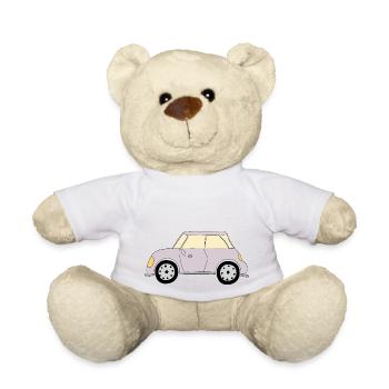Voiture en violet vif - Nounours - blanc - Devant