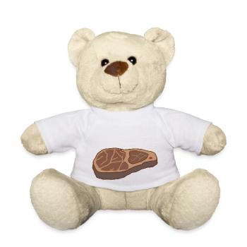 Steak Viande Boeuf Nourriture et grillades - Nounours - blanc - Devant