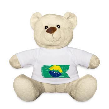 Brésil - Drapeau - Nounours - blanc - Devant