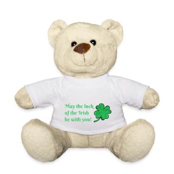 St. Patrick's Day Iren Glück Kleeblatt Geschenk - Teddy - Weiß - Vorne