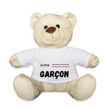 super garçon - t-shirt assorti - Nounours - blanc - Devant
