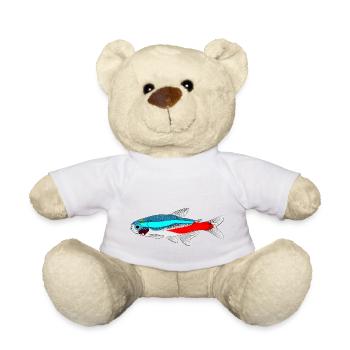 Neon salmler tetra Paracheirodon aquarium fisch - Teddy Bear - white - Front