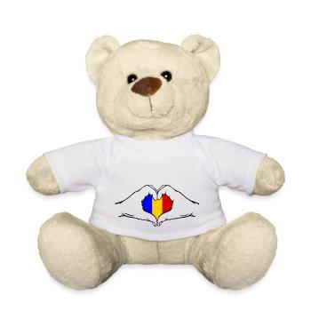 Roumanie Drapeau Coeur Forme - Nounours - blanc - Devant