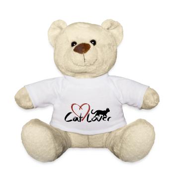 Lettrage d’amant de chat, avec silhouette et cœur - Nounours - blanc - Devant