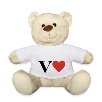 Letter v red heart - Teddy Bear - white - Front