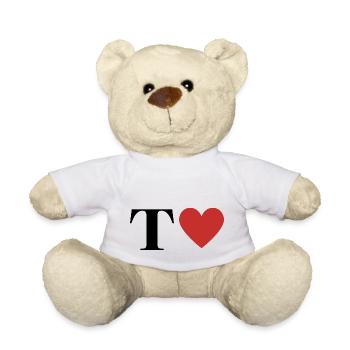 Rotes Herz Buchstabe T - Teddy - Weiß - Vorne