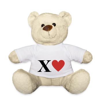 Letter x Red Heart - Teddy Bear - white - Front