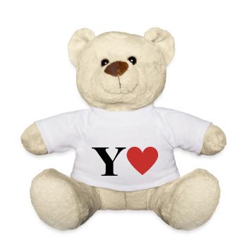 Buchstabe y rotes Herz - Teddy - Weiß - Vorne