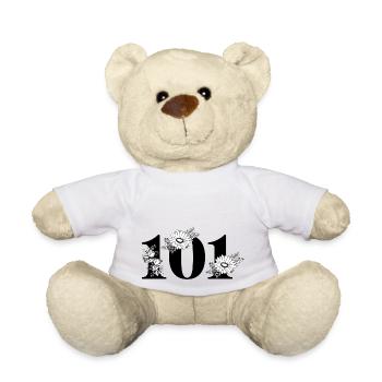 Numéro 101 floral noir - 101e anniversaire floral - Nounours - blanc - Devant