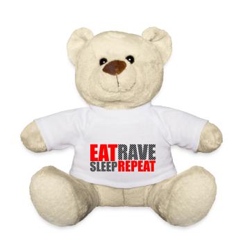 Manger dormir rave répéter nourriture sommeil corbeau disant - Nounours - blanc - Devant