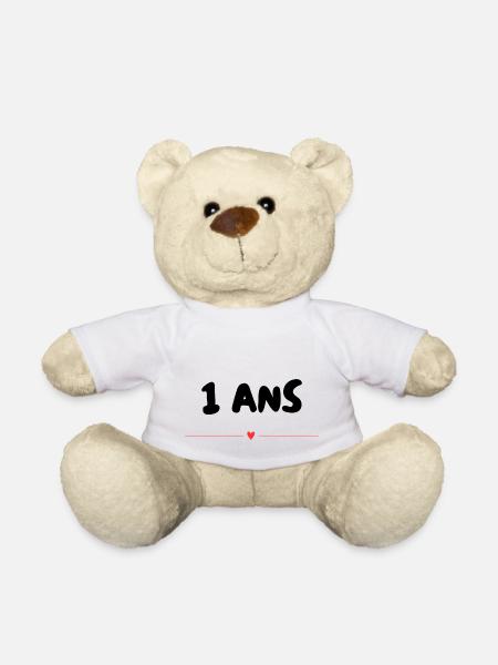 1. 1 AN. 1er ANNIVERSAIRE. ANNIVERSAIRE 1 AN. ANNI - Nounours - blanc