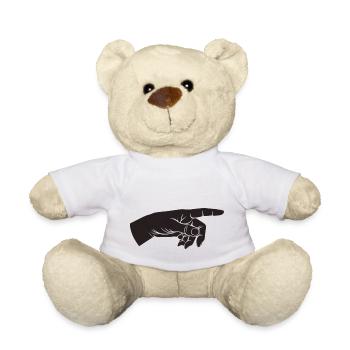 Zeigefinger, Hand, Da lang, Zeiger, Du bist - Teddy - Weiß - Vorne