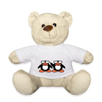 2 Pinguine Nerd Hornbrille Geek Schlau Team Crew - Teddy - Weiß - Vorne