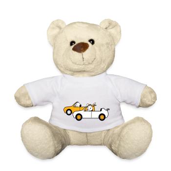 Hase Vogel Küken 2 Auto fahren Team Zwei Freunde - Teddy - Weiß - Vorne