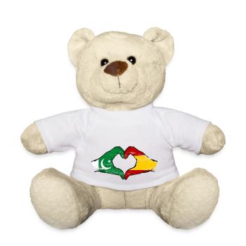 Pakistan Spanien Flagge Haende Herzform - Teddy - Weiß - Vorne