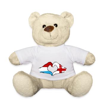 Luxemburg England Flagge Haende Herzform used - Teddy - Weiß - Vorne
