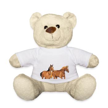 Deux beaux chevaux bruns - Nounours - blanc - Devant
